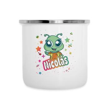 NICOLÁS - Beautiful boy name with cute alien - Camper Mug - white - Front
