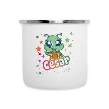 CÉSAR - Beautiful boy name with cute alien - Camper Mug - white - Front