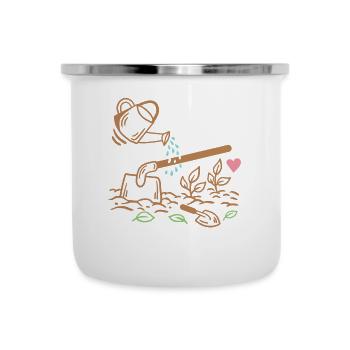 Gartenarbeit Gärtner - Emaille-Tasse - Weiß - Vorne