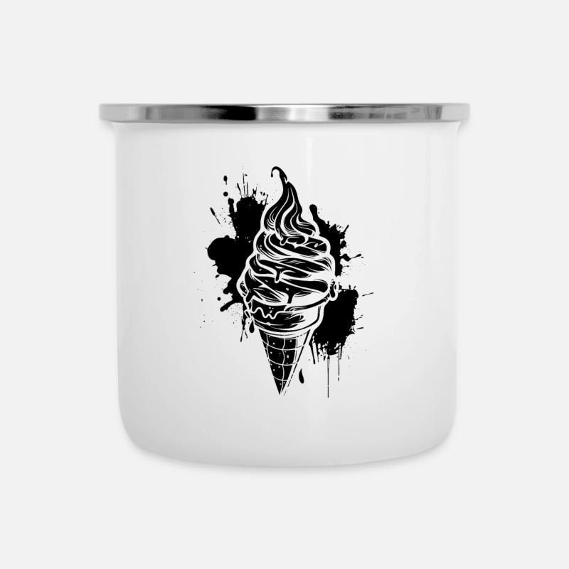 Iskrem softis - Emaljekopp - hvit