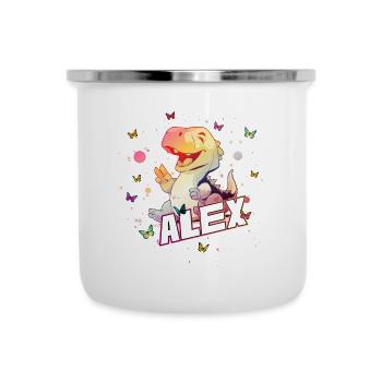 ALEX - Beautiful GIRL name with cute DINO - Camper Mug - white - Front