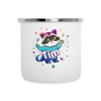 TIM - Beautiful boy name with cute raccoon - Camper Mug - white - Front