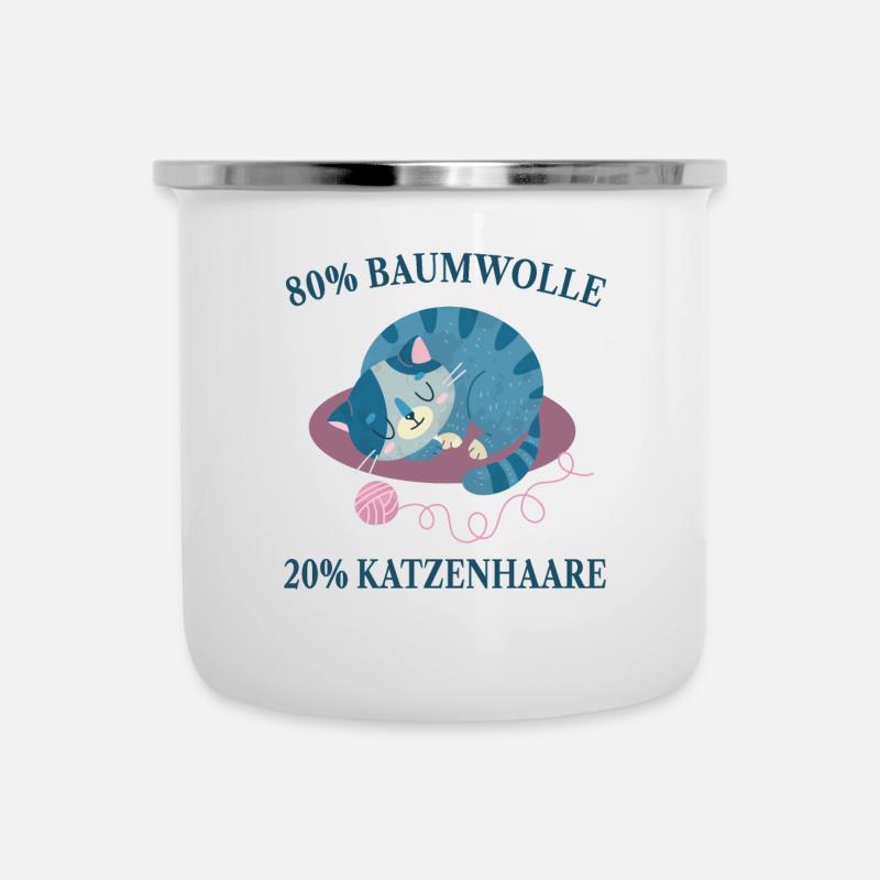 Chats, Poils de chat, Amoureux des chats, - Tasse émaillée - blanc