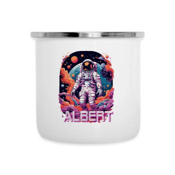 ALBERT - Schöner Jungen Name mit coolem Astronaut - Emaille-Tasse - Weiß - Vorne