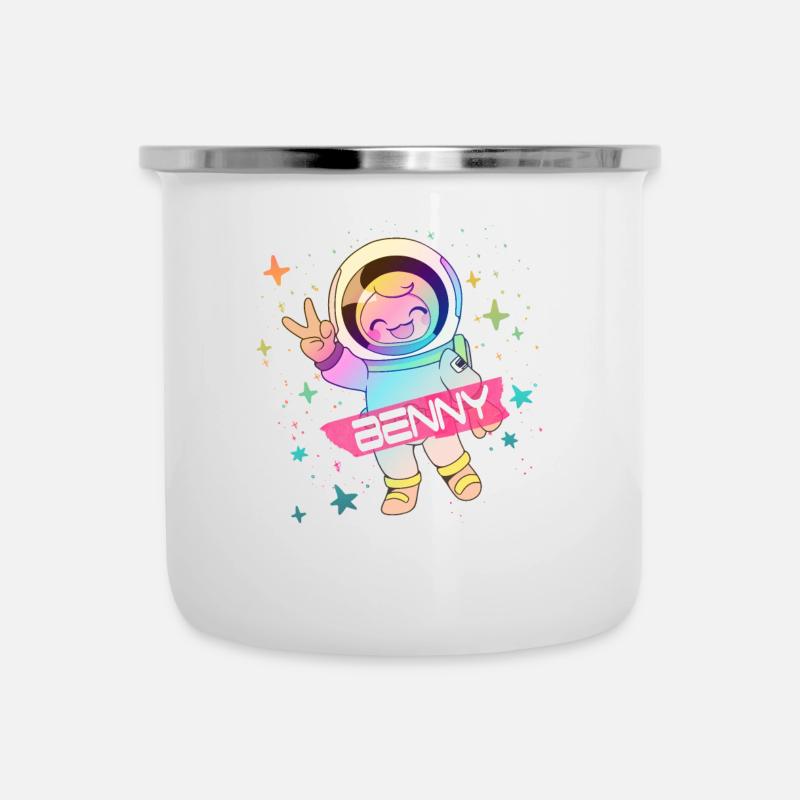 BENNY - Beau nom de garçon avec astronaute mignon - Tasse émaillée - blanc