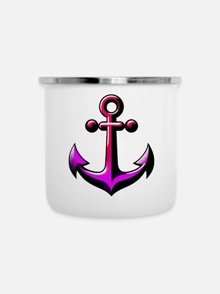 Ein Anker - Emaille-Tasse - Weiß