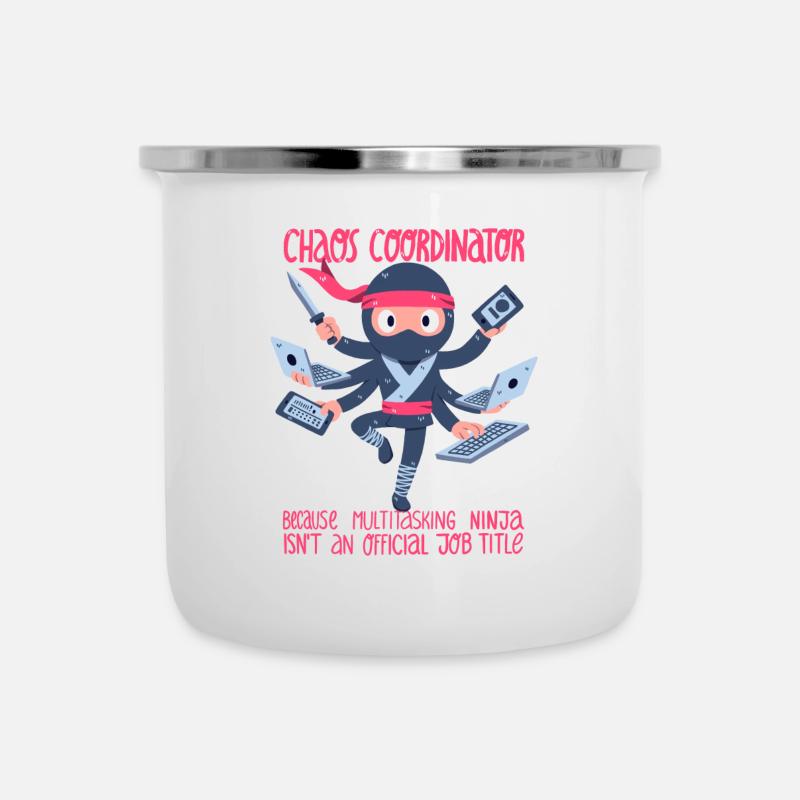 Chaos Coordinator eller Multitasking Ninja - Emaljekrus - hvid
