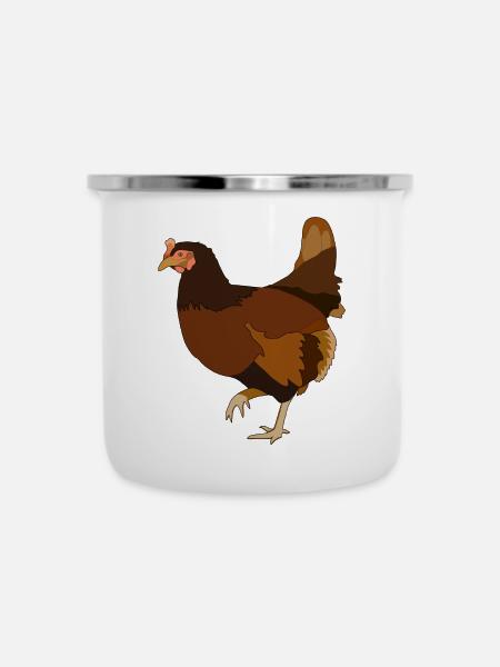 Huhn Hühner - Emaille-Tasse - Weiß