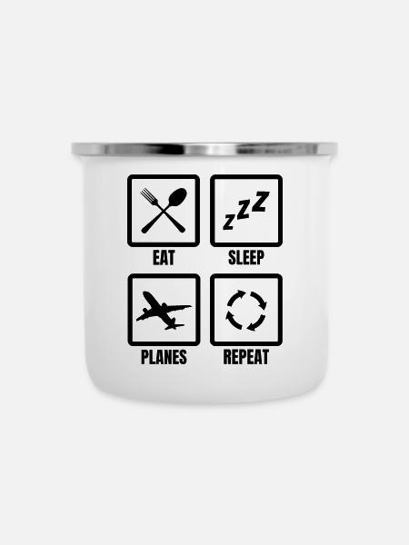 Flugzeug Enthusiast - Emaille-Tasse - Weiß