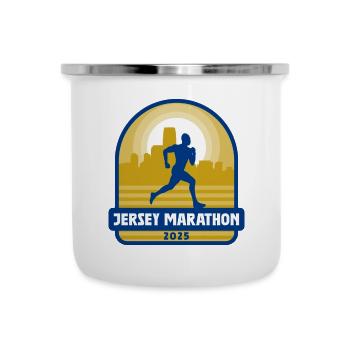 Jersey Marathon - 2025 - Emaille-Tasse - Weiß - Vorne