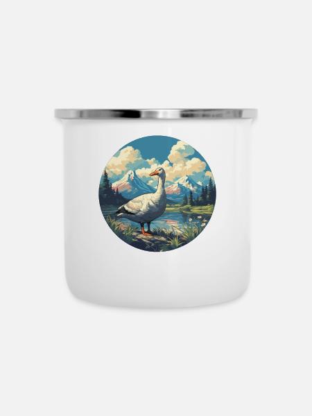 Gänse Gans - Emaille-Tasse - Weiß