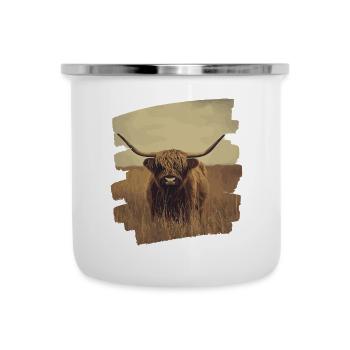 Bovins écossais des Highlands - Tasse émaillée - blanc - Devant