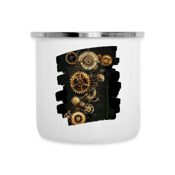 Steampunk Uhrwerk - Emaille-Tasse - Weiß - Vorne