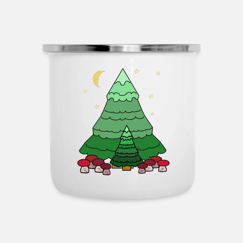 Night Starry Forest Conifer Fir - Camper Mug - white