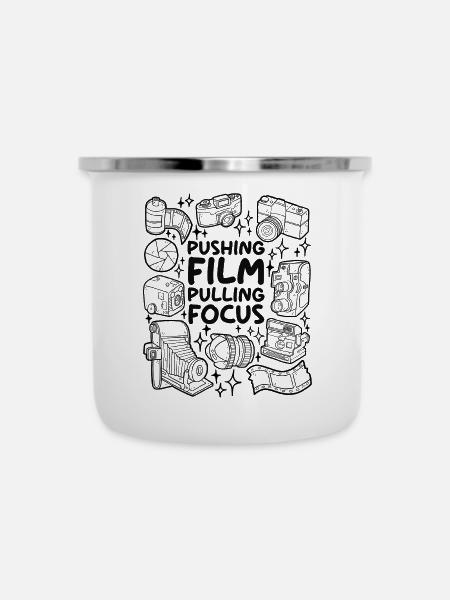Pushing Film – Pulling Focus - Emaille-Tasse - Weiß