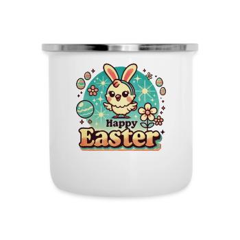 Poussin de Pâques Style Vintage Joyeuses Pâques - Tasse émaillée - blanc - Devant