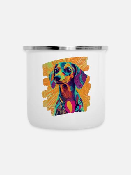 Dackel Dachshund - Emaille-Tasse - Weiß