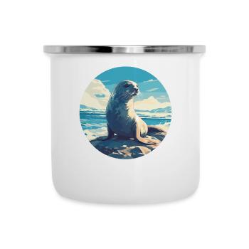 Robben Robbe - Emaille-Tasse - Weiß - Vorne
