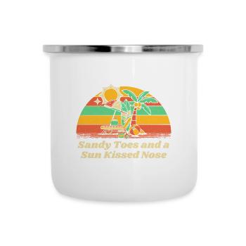Sandy Toes Sun Kissed Nose Beach Summer Ocean - Camper Mug - white - Front