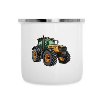 Traktor Symbol - Emaille-Tasse - Weiß - Vorne