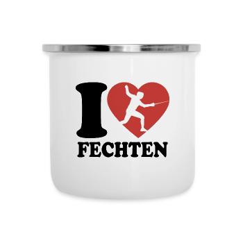 I Love Fechten - Herz - Sport - Emaille-Tasse - Weiß - Vorne