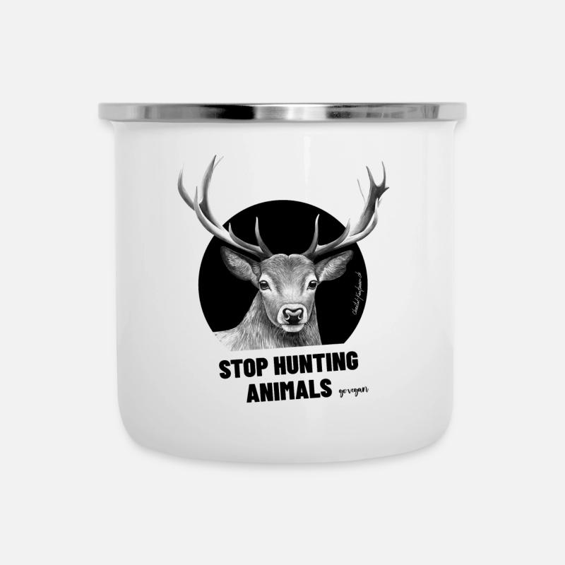 Stop hunting animals - Emaille-Tasse - Weiß