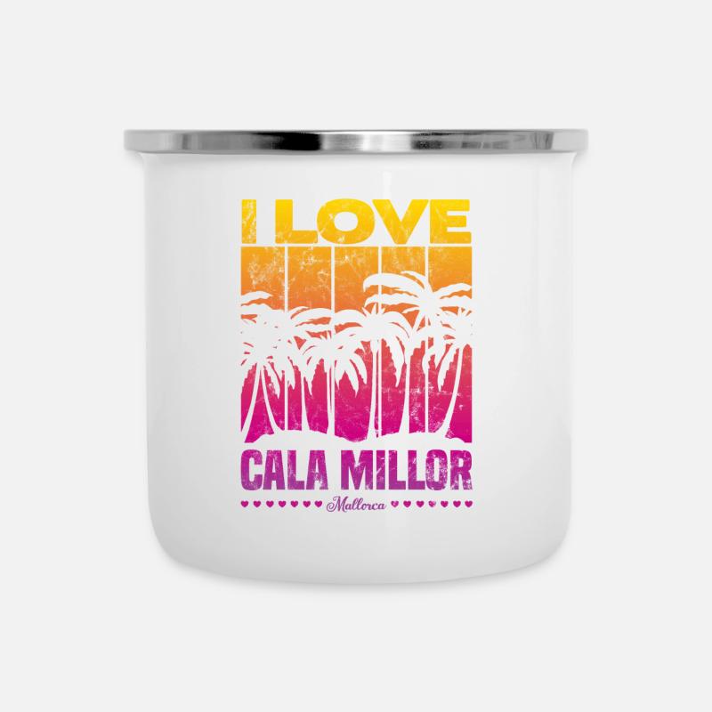 I Love Cala Millor - Emaille-Tasse - Weiß