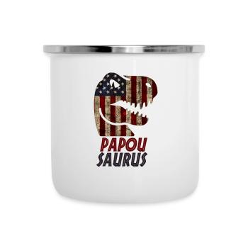Dinosaure papou patriotique - Tasse émaillée - blanc - Devant