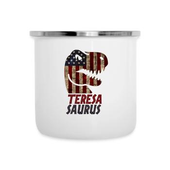 Patriotic Teresa Dinosaur Teresasaurus - Emaille-Tasse - Weiß - Vorne