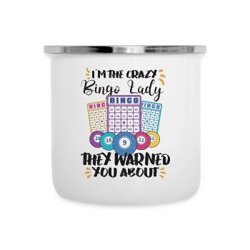 Bingo Jeu de cartes Grand-mère Bingo Joueur Bingo Cartes - Tasse émaillée - blanc - Devant