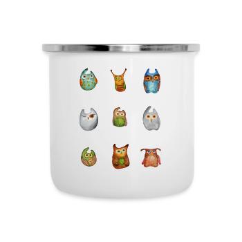 Eule Uhu Tier Waldtier Steinkauz Schleiereulen Fun - Emaille-Tasse - Weiß - Vorne