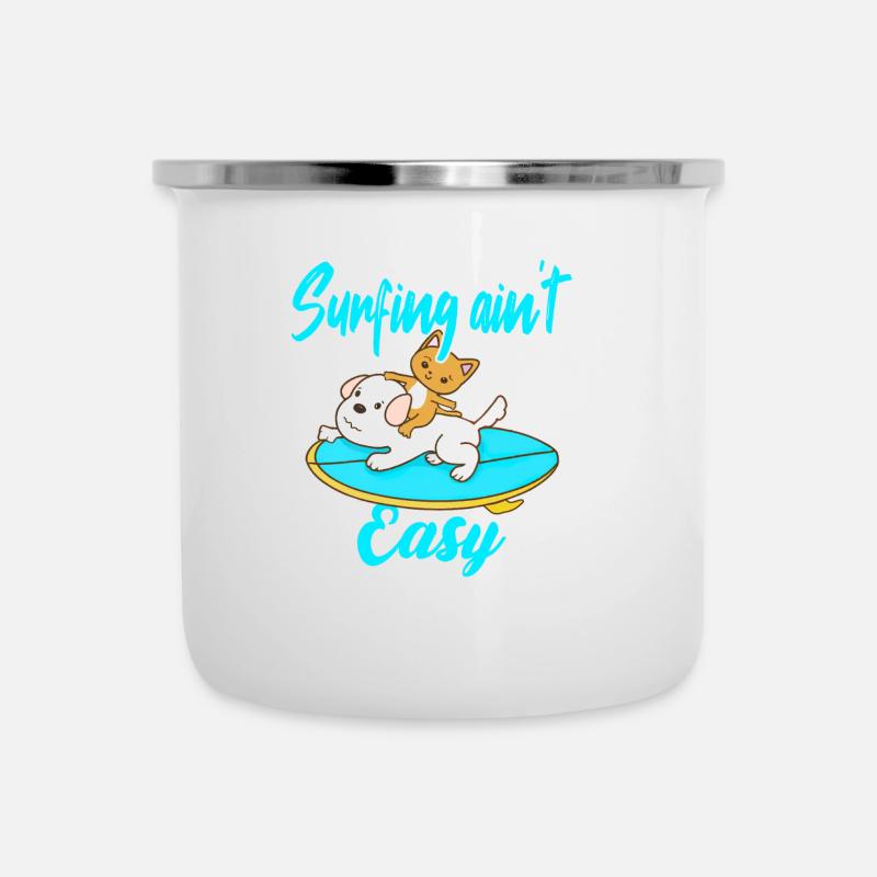 Le surf n’est pas facile - Tasse émaillée - blanc