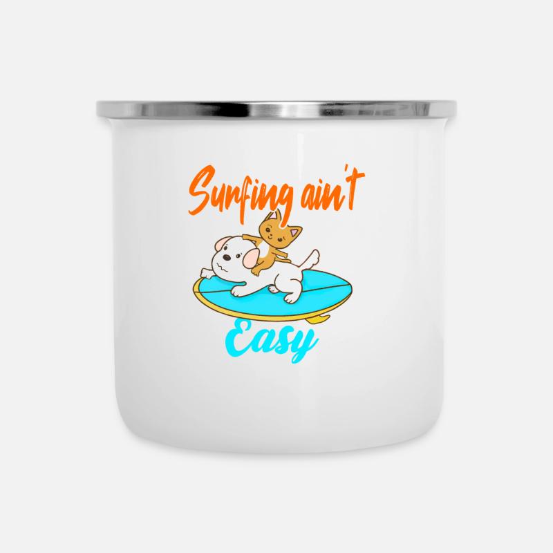 Le surf n’est pas facile - Tasse émaillée - blanc