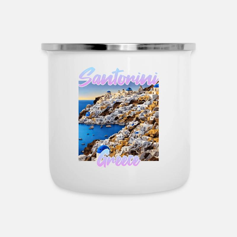 Santorini - Emaille-Tasse - Weiß