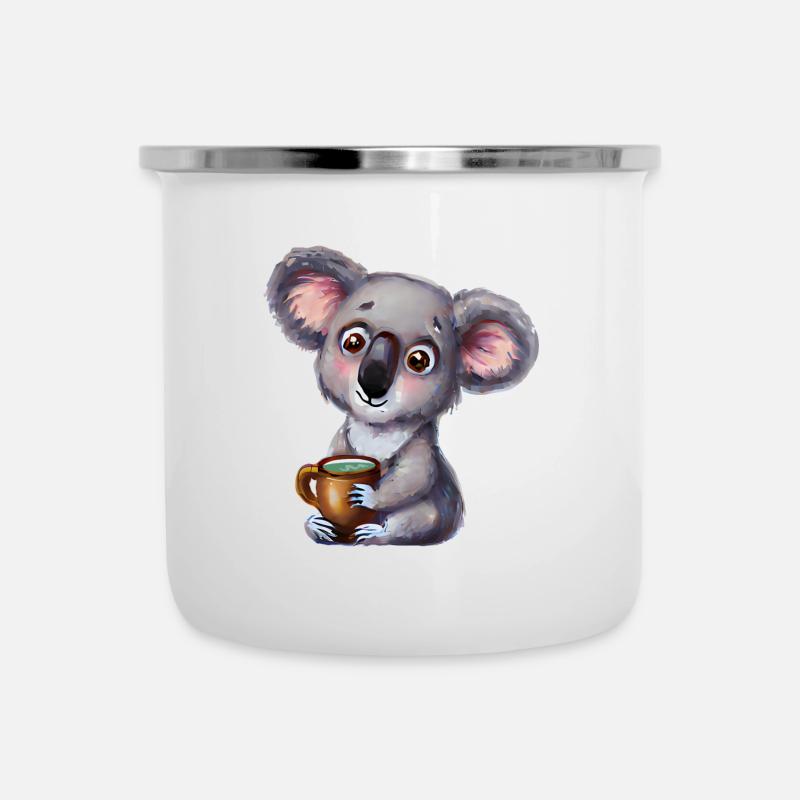 Koala Tee - Emaille-Tasse - Weiß