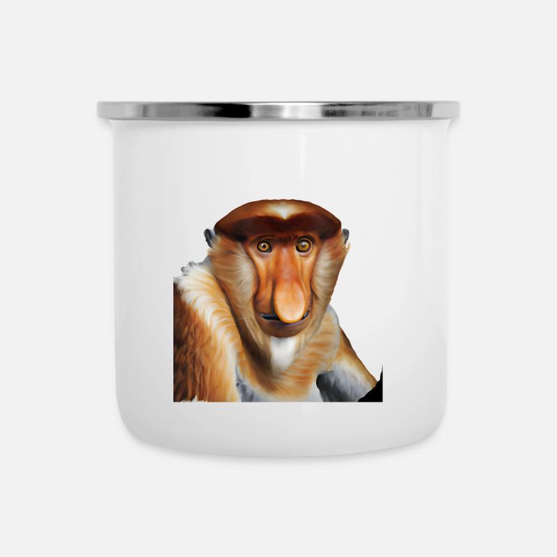 Der exotische Nasenaffe - Emaille-Tasse - Weiß