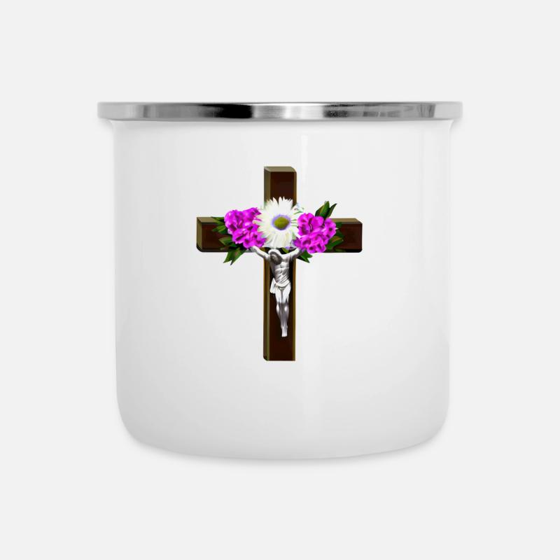 Fleurs de la Croix de Jésus - Tasse émaillée - blanc