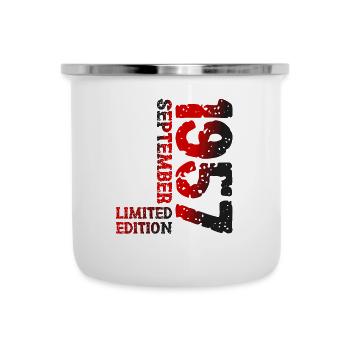 1957 September Limited Edition 66. Geburtstag Deko - Emaille-Tasse - Weiß - Vorne