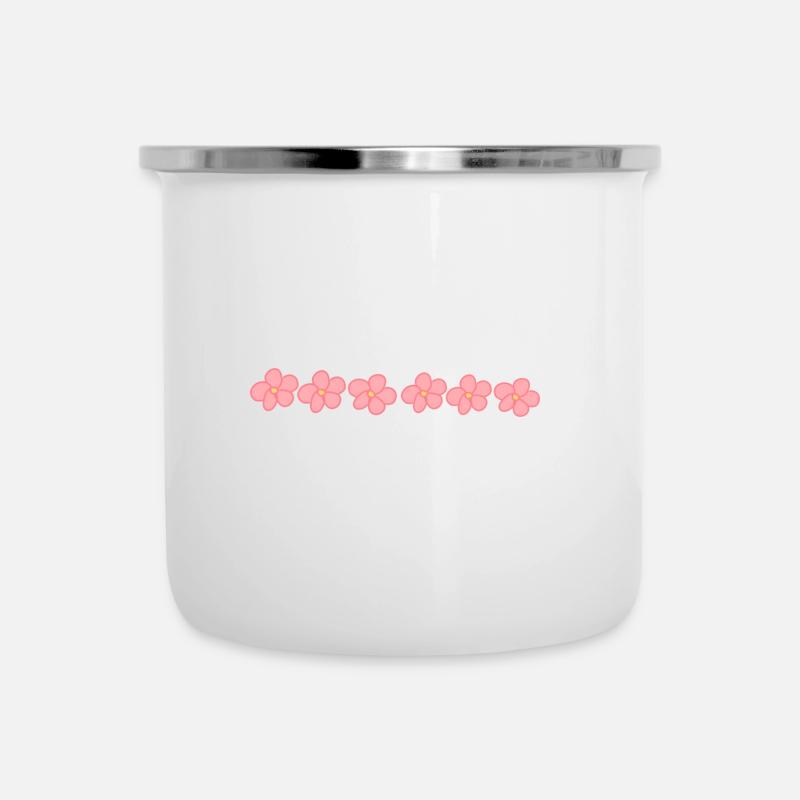 blumen blüte pflanze rosa linie symbol - Emaille-Tasse - Weiß