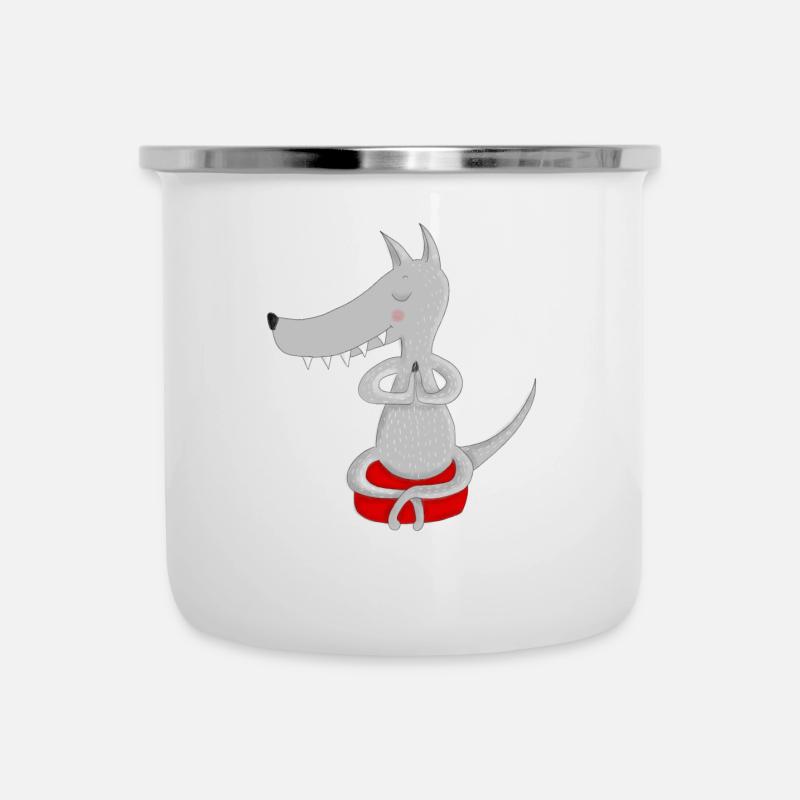 Loup en méditation profonde - Tasse émaillée - blanc