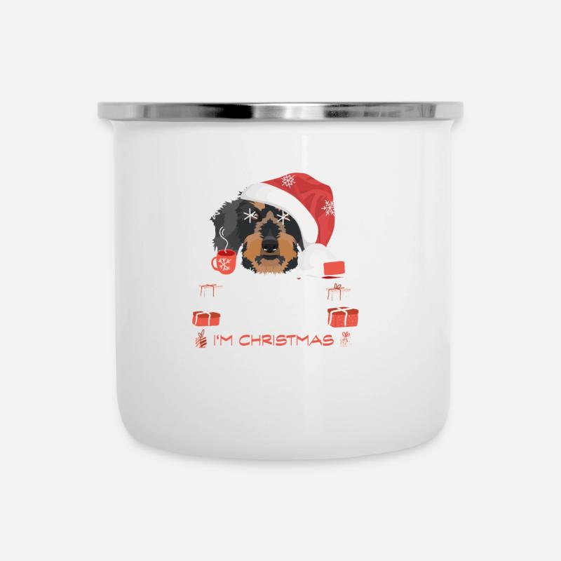 Marché de Noël du teckel à poil dur - Tasse émaillée - blanc