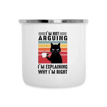 Typisch Katzen Verhaltens Kollektion Sprüche - Emaille-Tasse - Weiß - Vorne