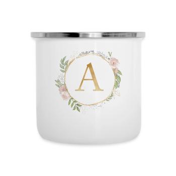 Monogramme A Floral personnalisable - Tasse émaillée - blanc - Devant