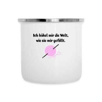 Häkeln Häkelnadel Garn Geschenk Häklerin Spruch - Emaille-Tasse - Weiß - Vorne