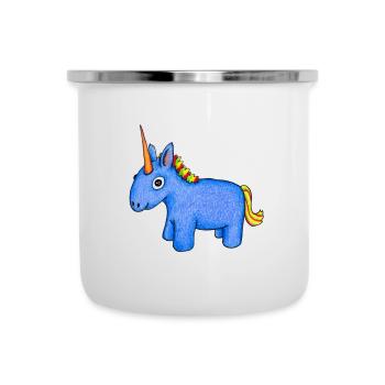 Dessin de câlin de licorne - Tasse émaillée - blanc - Devant