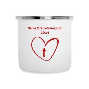 Meine Erstkommunion 2022 Erste Heilige Kommunion - Emaille-Tasse - Weiß - Vorne