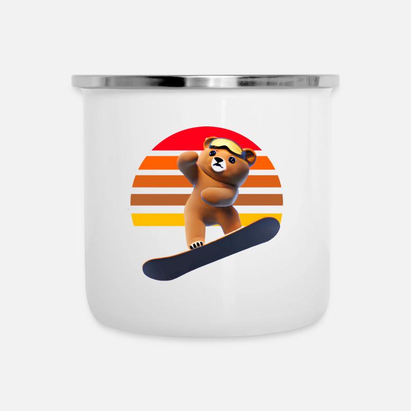 Snowboarding Bear - Camper Mug - white