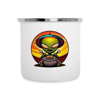 Joueur de handpan extraterrestre - Tasse émaillée - blanc - Devant