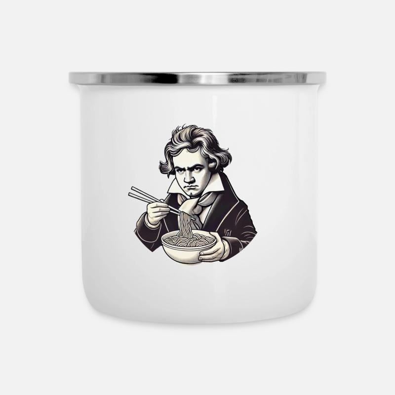 Hungry Beethoven - Emaille-Tasse - Weiß