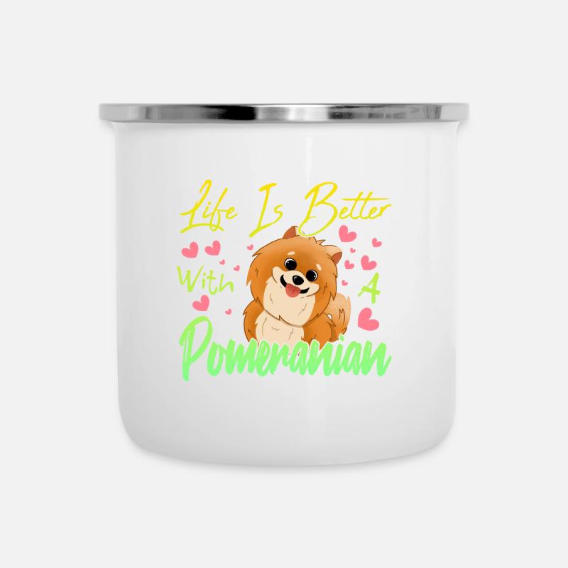 Pomeranian Liebhaber - Emaille-Tasse - Weiß